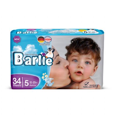 Barlie-Baby Diaper Junior Size (5) 34Pcs 6 Packs